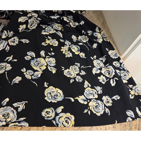 Vtg Kathie Lee Sz 14 Maxi Dress Black Pastel Tie Back Pintuck Pleat - Picture 5 of 16